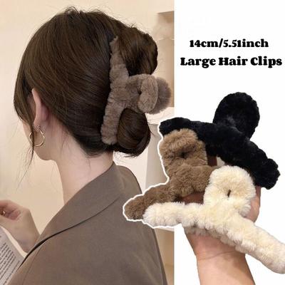 Neue 14cm Elegante Plüsch Haarspange Klaue Koreanische Mode Extra Groß Imitation Kaninchen Plüsch Greifklaue Clips Mädchen Haarschmuck