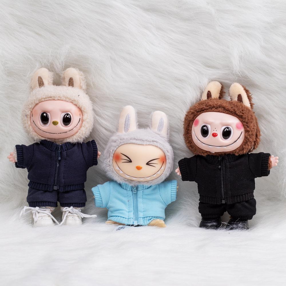 17cm Labubu Macaron Hoodie Puppenkleidung (Ohne Hut, mit Reißverschluss) – Anpassbares Muster