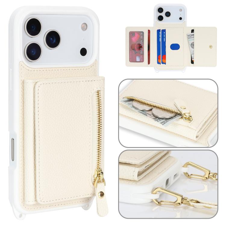 Crossbody Zipper Wallet Ring Holder Litchi Leather Phone Case