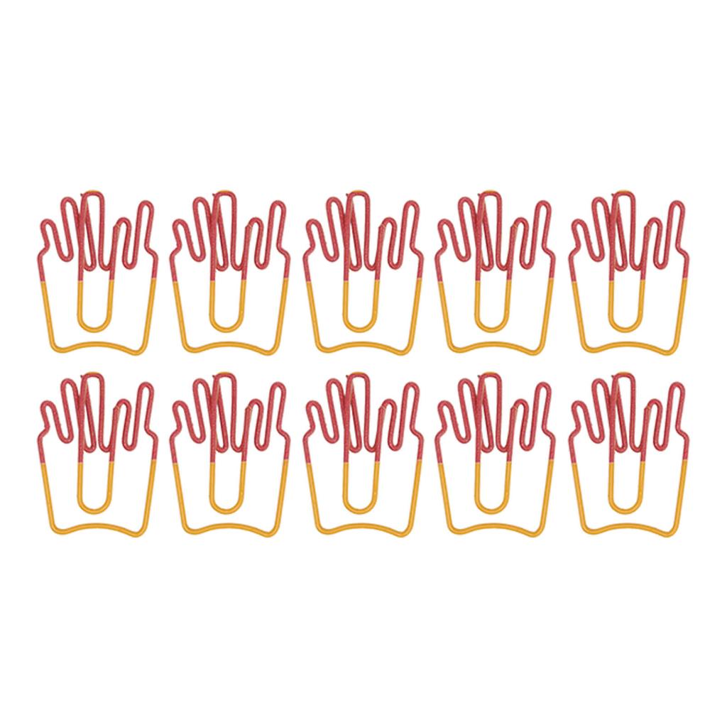100Pcs Paper Clips Cute French Fries Shape Electroplating Process Lightweight Portable Metal Paperclip