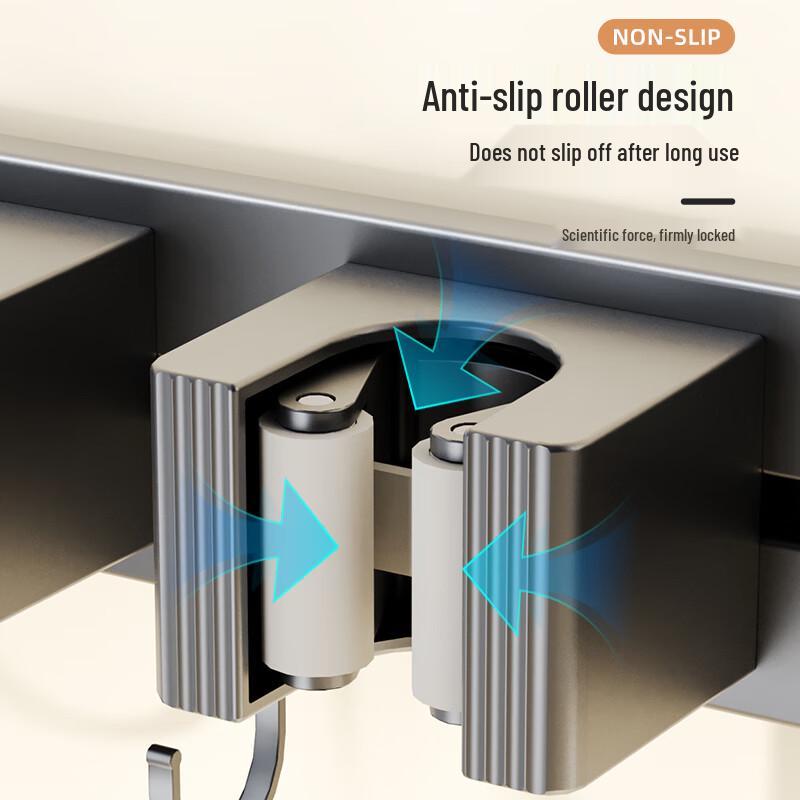 Wall-Mounted Suction Cup Mop & Broom Holder