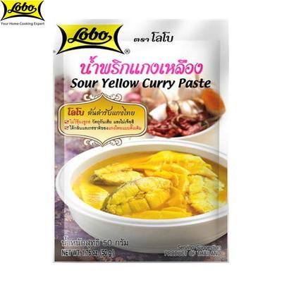 Lobo Pasta di curry giallo acido, autentico curry thailandese / senza glutammato monosodico, conservanti o coloranti artificiali aggiunti / per 2 porzioni, cibo thailandese, 50 g