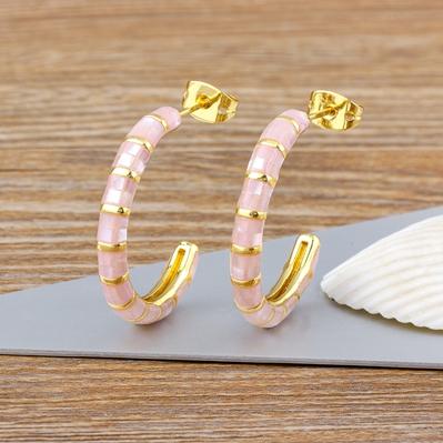 

Nidin Hot Sale 5 Candy Colors Female Classic Cricle Earrings Excellent Exquisite Trend Ear Jewelry for Women Girl Sweet Gift рожевий