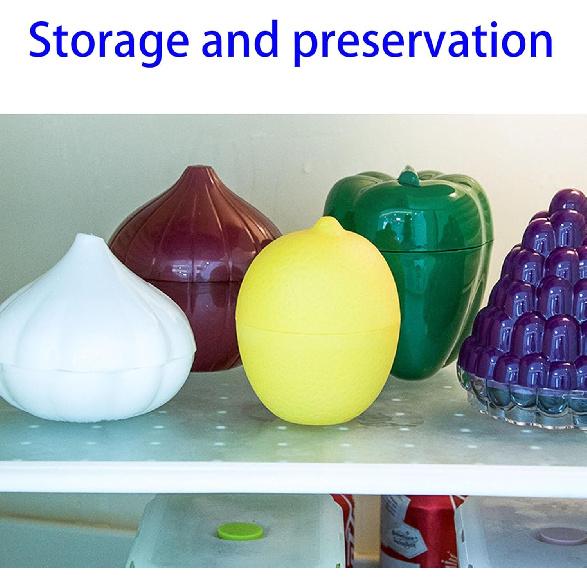 6PCS Fresh Food Savers Vegetable Fruit Shape Containers Set,Reuseable Avocado Lemon Tomatoes Pepper Onion Garlic Storage Keeper Sealing Box Fresh