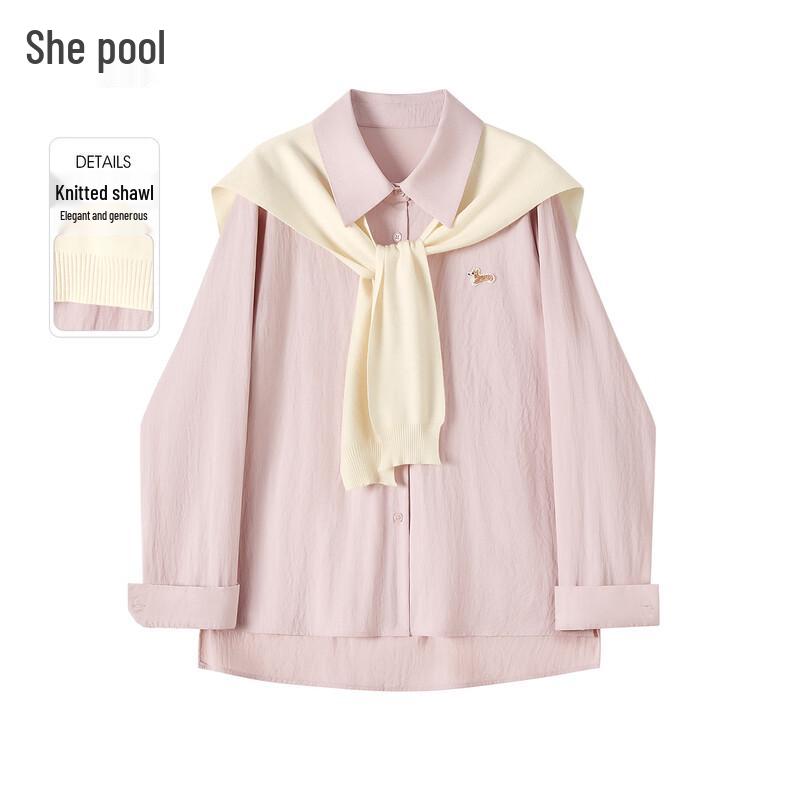 

Women s Embroidered Sweet Style Lapel Shirt M