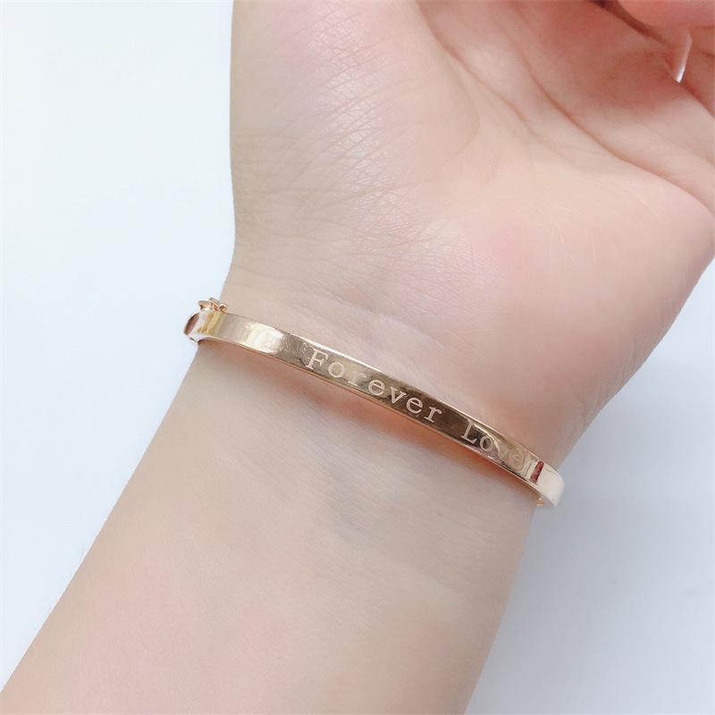 Rose Gold Plated Purple Gold Letter Shiny Colored Gold Bracelet Women'S Exquisite Jewelry Fashion