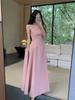 Solid color dress children's summer new French temperament high-end sleeveless vest waist thin dress
