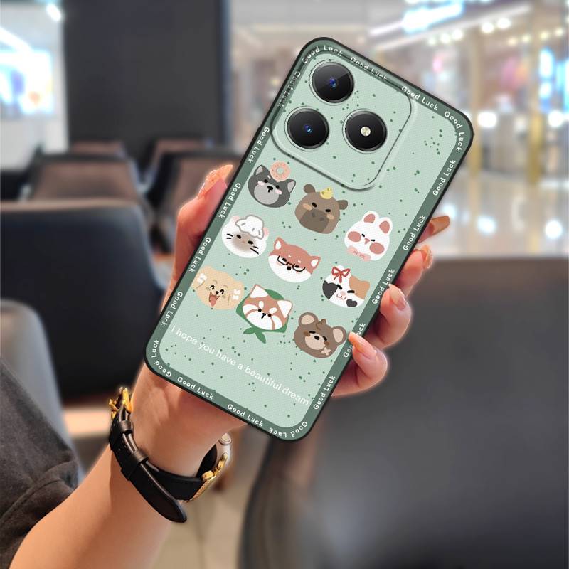 Phone Pouch Durable Phone Case For Realme C63 4G/C61 4G Dirt-resistant Anti-dust Full wrap Shockproof Animals Anti-knock