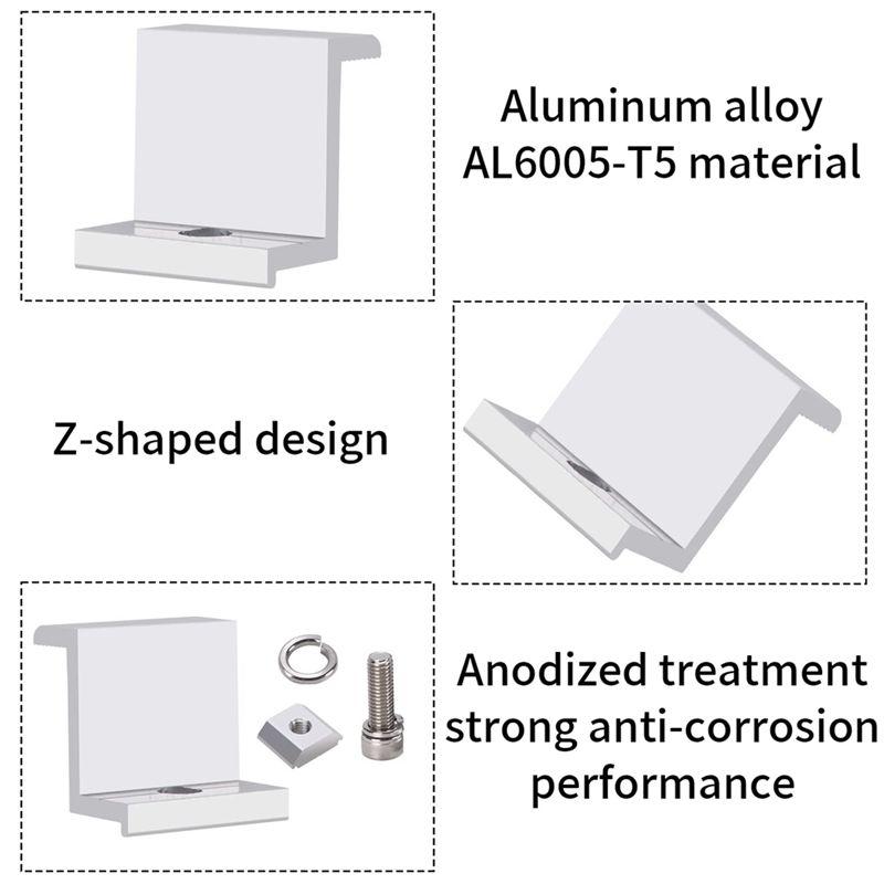 A60Z4 Pieces Solar Module Holder End Clamp Kit Solar Panel Edge Clamp Brackets Adjustable Solar Panel ,30Mmmay