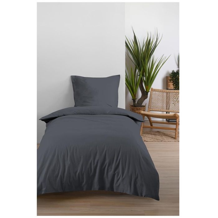 Housse de couette en coton 140 x 200 cm uni Edenne ardoise