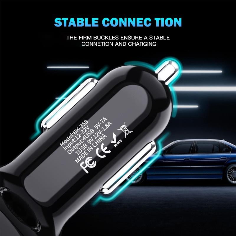 35W Quick Car Charger: 7A Fast 4-Port USB Adapter for iPhone, Xiaomi, Huawei, Samsung