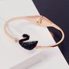 Women's Rose Gold Plated Titanium Steel Diamond Open Bangle Bracelet