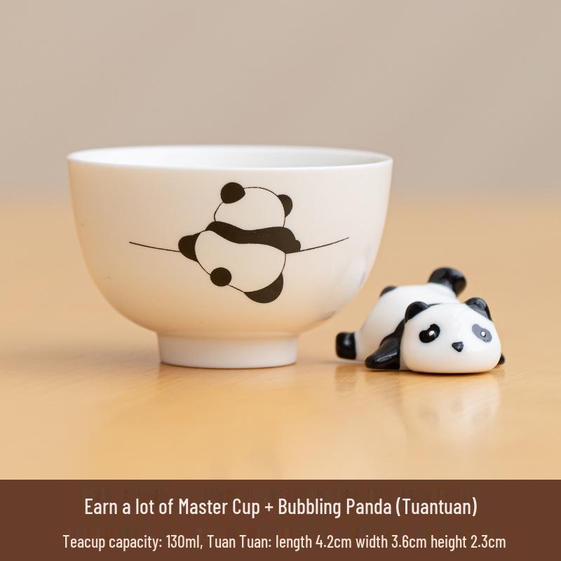 Ceramic Panda Tea Pet Set: Blowing Bubbles Tasting Teacup