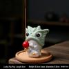 Ceramic Cat Incense Holder: Cute Lion Dance Pet Ornament for Home Décor.