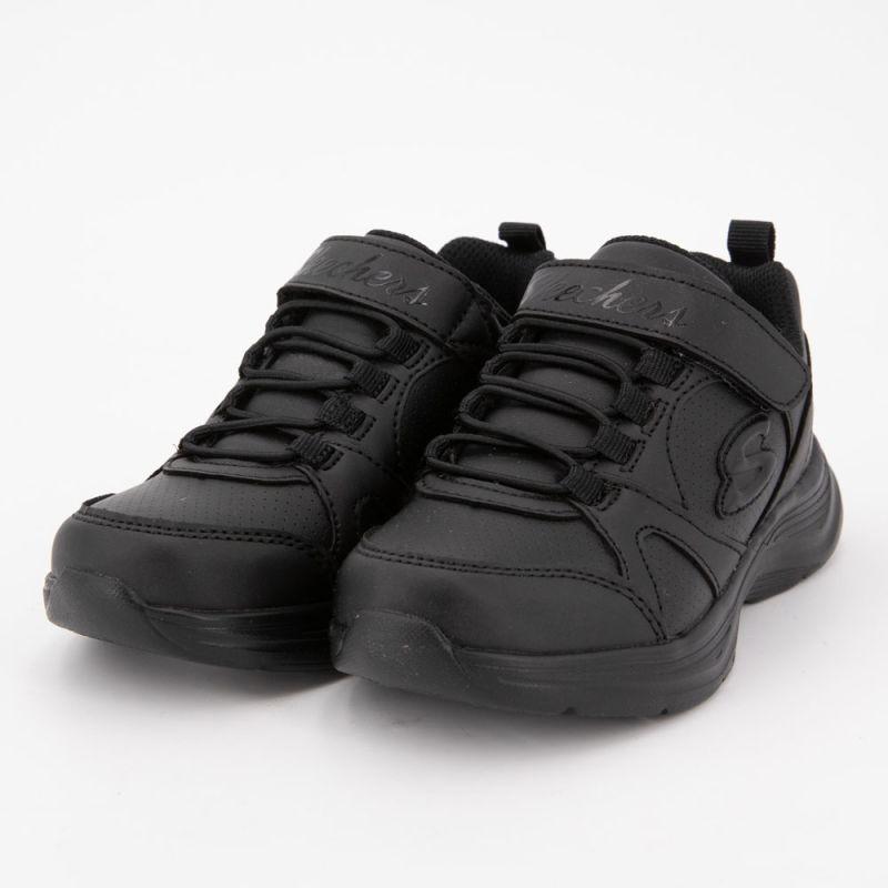 Black Lace-up Sneakers with Velcro Strap Child SKECHERS