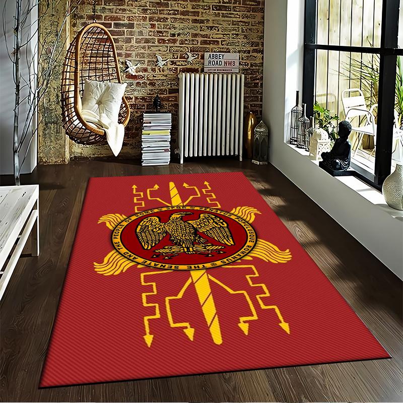 Alfombra Águila Romana con Insignia SPQR sobre Fondo Rojo, Decoración Clásica Adecuada para usar como antideslizante para sofás de sala de estar y dormitorio
