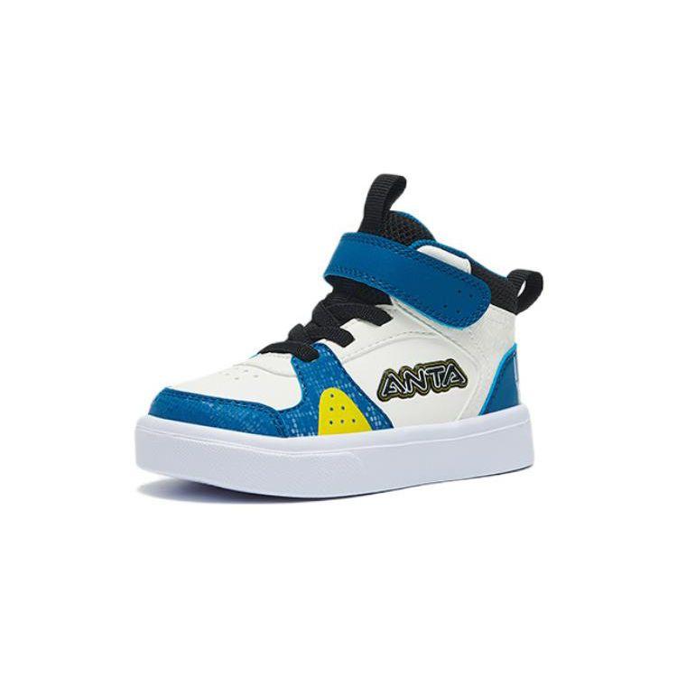 Anta Comfortable High-Top Sneakers Non-Slip Shock Absorbing Wear-Resistant Baby Sneakers White Blue Black 312240013-2