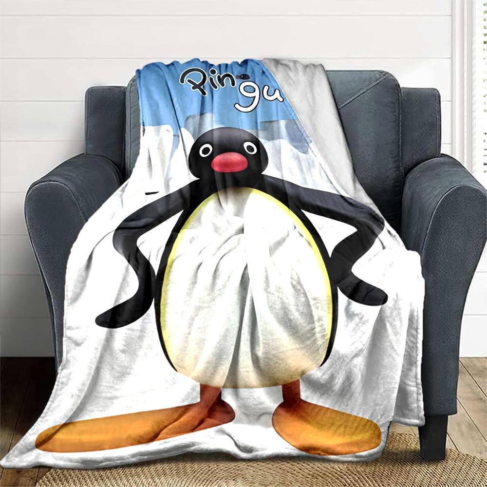 1pc Pingu1 Blanket, Gift, for Men and Women, Soft Blanket, Good for Sofa Bed Couch Travel, Lightweight Flannel Blanket