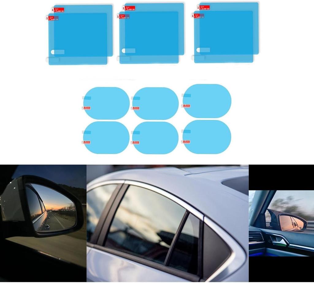 HUIKKJP Car Rearview Mirror Waterproof 12 Hydrophilic Film for Car Side Universal Clear Safe Easy 6 Pieces Oval 6 Pieces Square Film, Pieces, Mirrors,