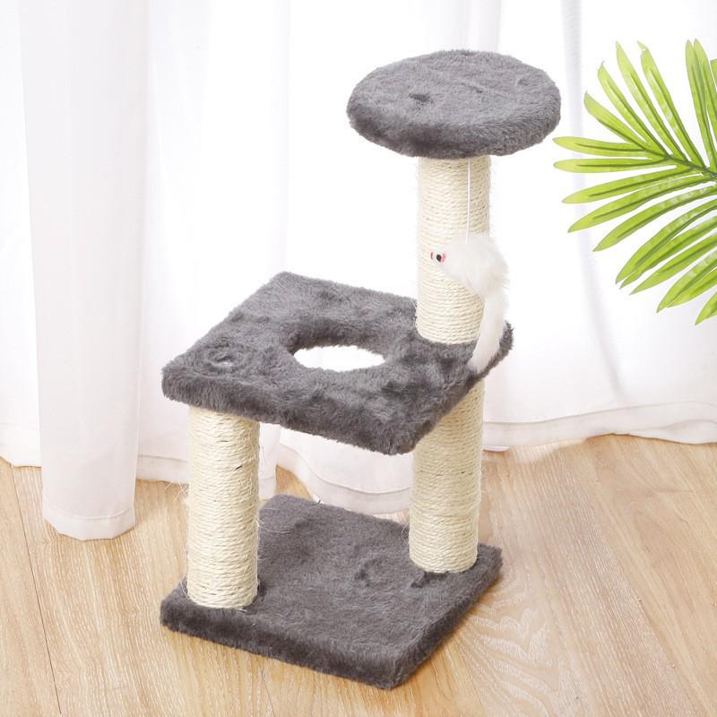Sisal Cat Tree with Scratching Post, Shelf, Climbing Platform, and Toy