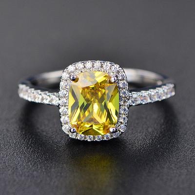 Jewelry Colored Treasure Popular Simulation Yellow Diamond Retro Ring Temperament Jewelry Retro Ring