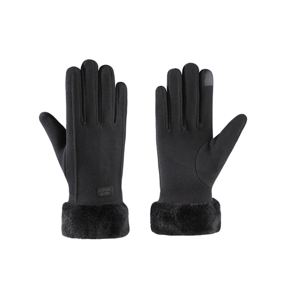 Winter Warm Gloves for Women Soft Fleece Lined Touchscreen Faux Fur Cuff Classic Design Cold Gloves