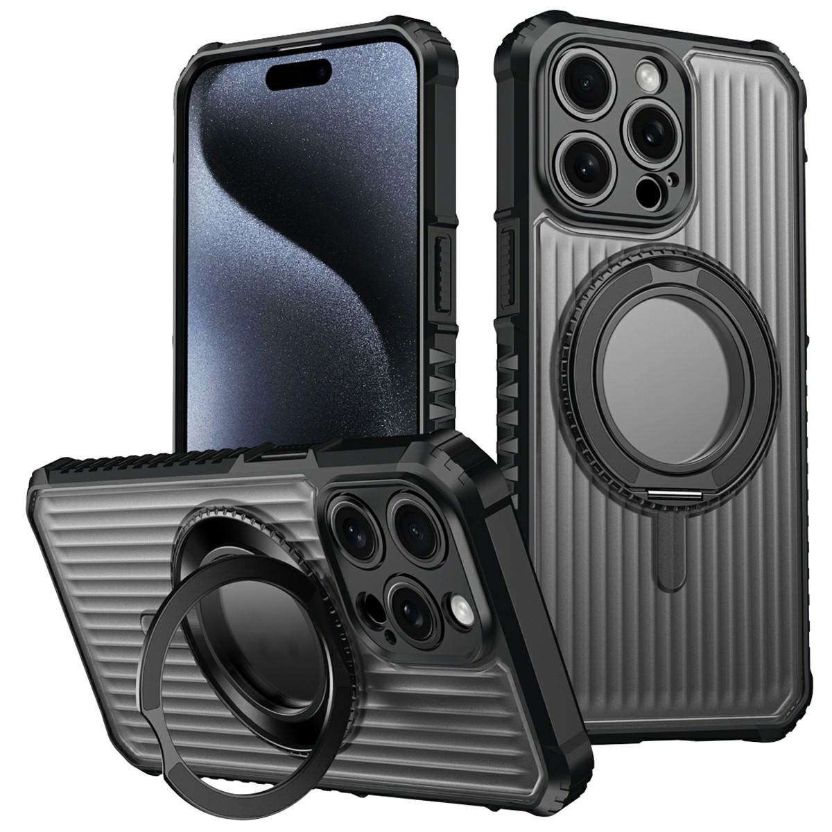 

For iPhone 14 Pro Magnetic Case with Kickstand PC + TPU Phone Back Cover D