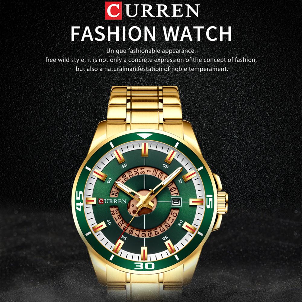CURREN Stainless Steel Men's Watch Fashion Design Quartz Wristwatch with Date Clock Male Reloj Hombre Watch Men