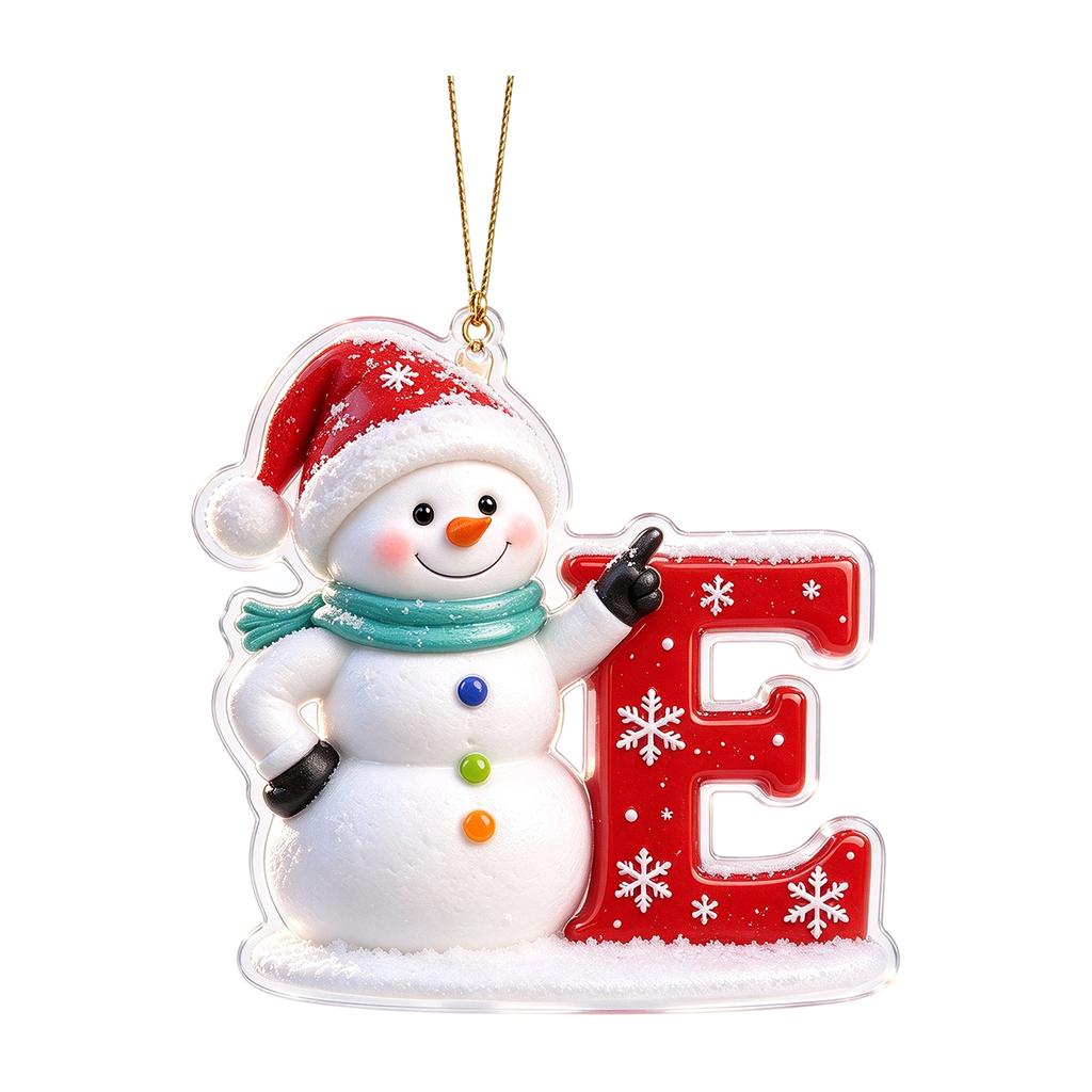 Christmas Snowman Letter 2D Acrylic Hanging Ornament for Holiday Tree Decor