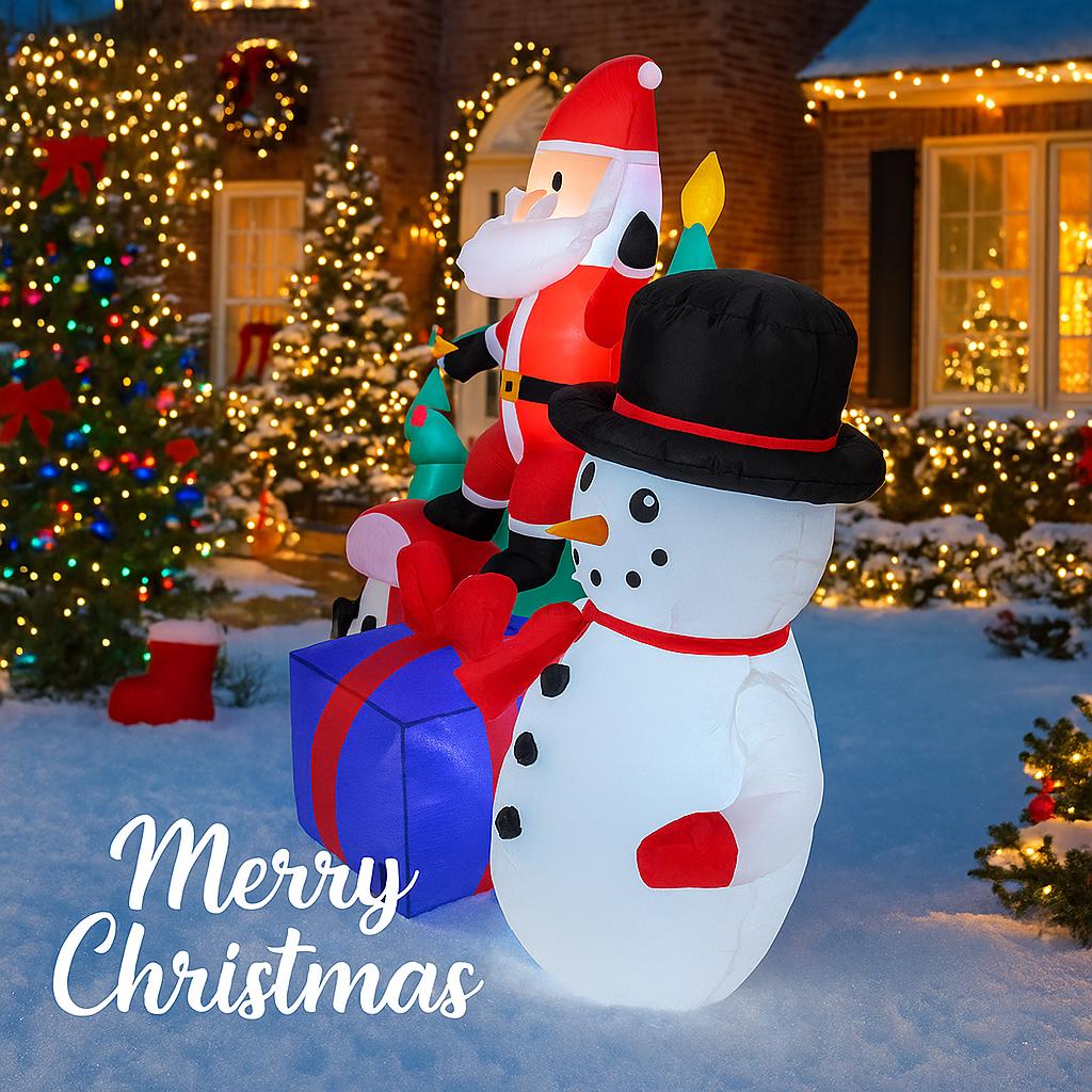 10.17FT Inflatable Santa Snowman Penguin Tree Set Toy Xmas Yard Decoration Festive Gift LED Lit Christmas Supplies Home Ornament