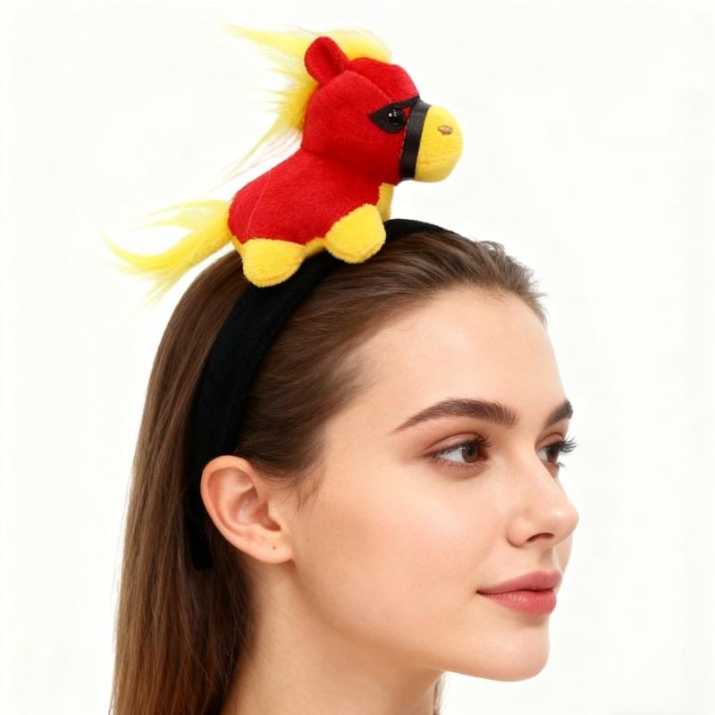 Year of Horse Doll Hairband For Adult Kids Elastic Comfortable Hairhoop Styling Accessory for Festival Celebration