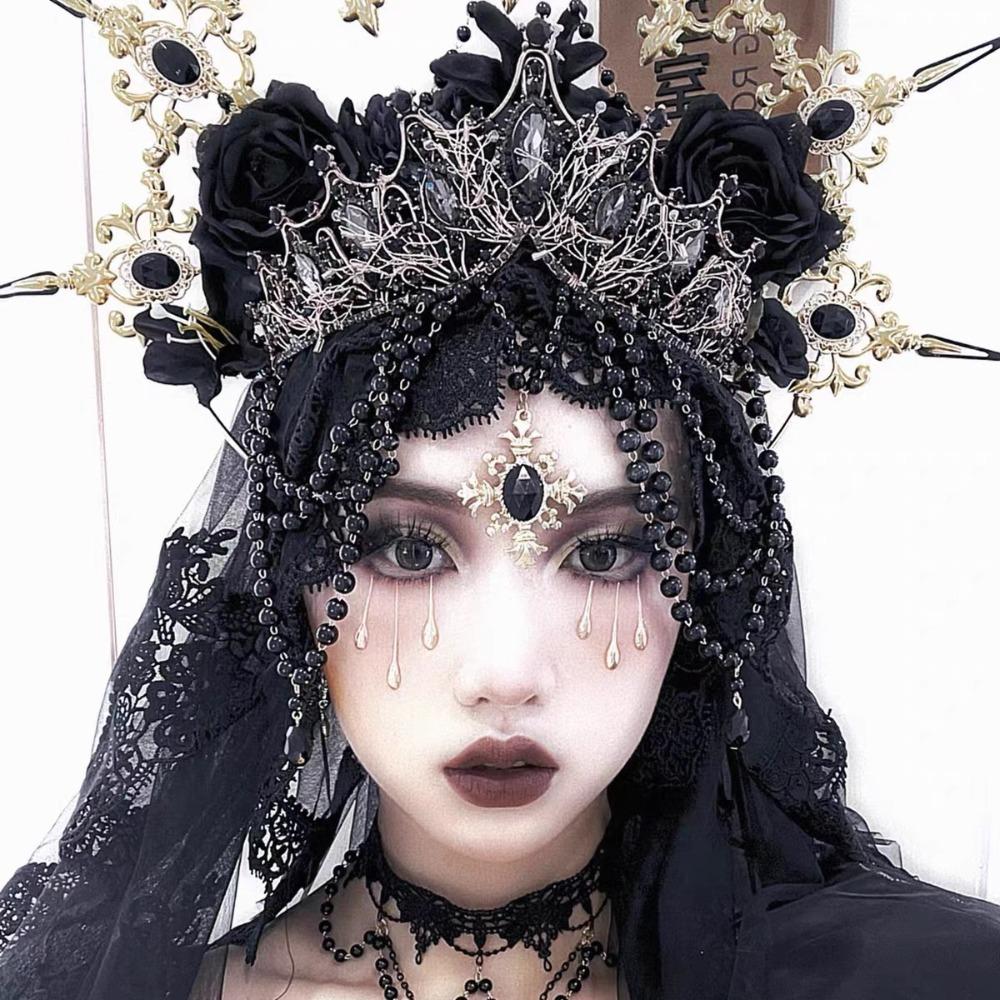 Luxury Baroque Rhinestone Crown Elegant Goddess Halo Headwear Dress Accessories