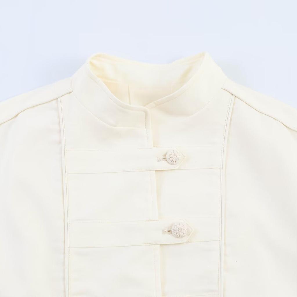 2026 Summer New European and American Cross-border Women's Clothing Street Fashion Linen Knot Button Jacket W021 83066