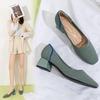 1509 Classic Low-Cut Chunky Heel Square Toe Women's Versatile Casual Shoes