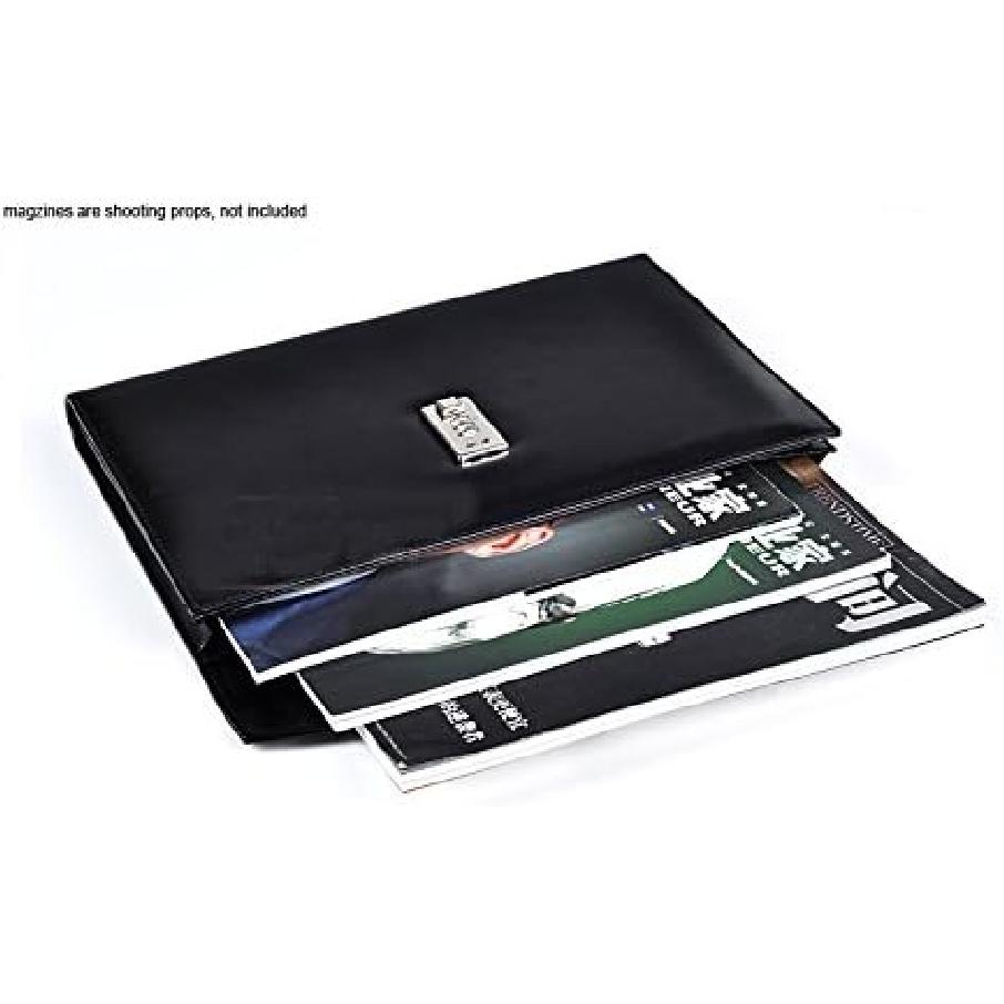 A4 Leather Password Lock Document Bag Manager File Folder for Office Writing Pads Legal Paper TPN086(Black)