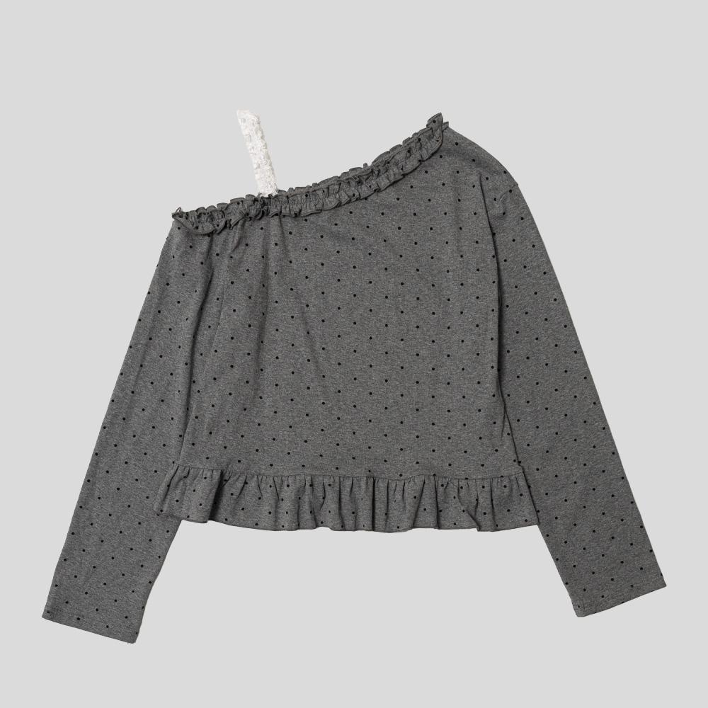 Deondeulob Dd_Polka Dot Lace Shoulder Straps Top_2Color