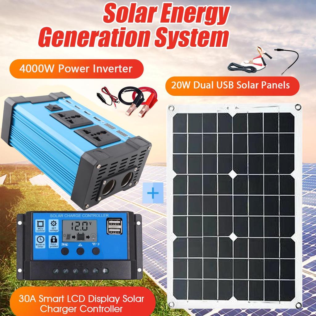 Solargeneratorsystem 300W 12V auf 220V Wechselrichter 18W 18V Solarmodul mit Controller zur Stromversorgung