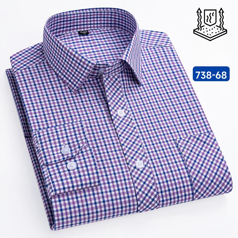 Neu im Hemd 100% Baumwolle Langarmhemden für Herren dünn slim fit formell einfarbiges Hemd karierte Designer-Oberteile Büro elegante Kleidung