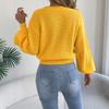 Women's Winter Color Loose Fit Sleeve Short Pullover Sweater with Waist Definition