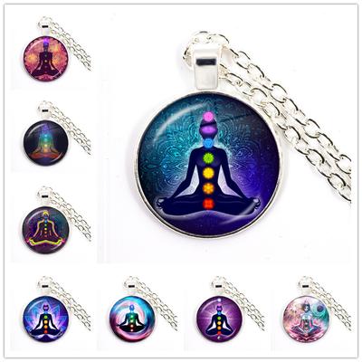 7 Chakra Reiki Healing Necklace Buddha Yoga Meditation Pendant Spiritual Om Symbol Hope Jewelry Chain Statement Necklace Gift