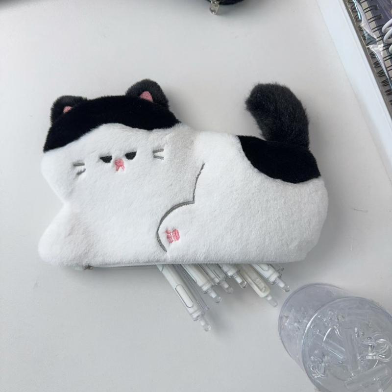 1Pcs Large-Capacity Japanese Style Cat Pen Bag Cute Cat Pen Case Plush Stationery Box For Junior High School Students Girls Gift