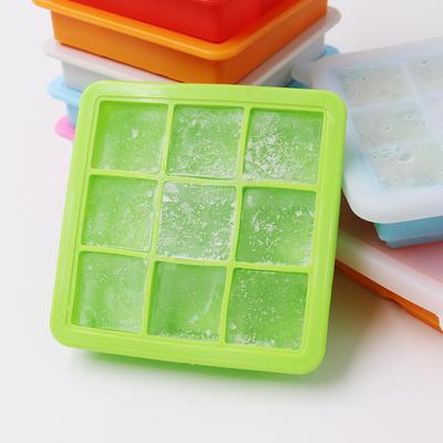 Silikon-Eiswürfelform mit 9 Fächern und Deckel – DIY-Eiswürfel- und Babynahrungsform