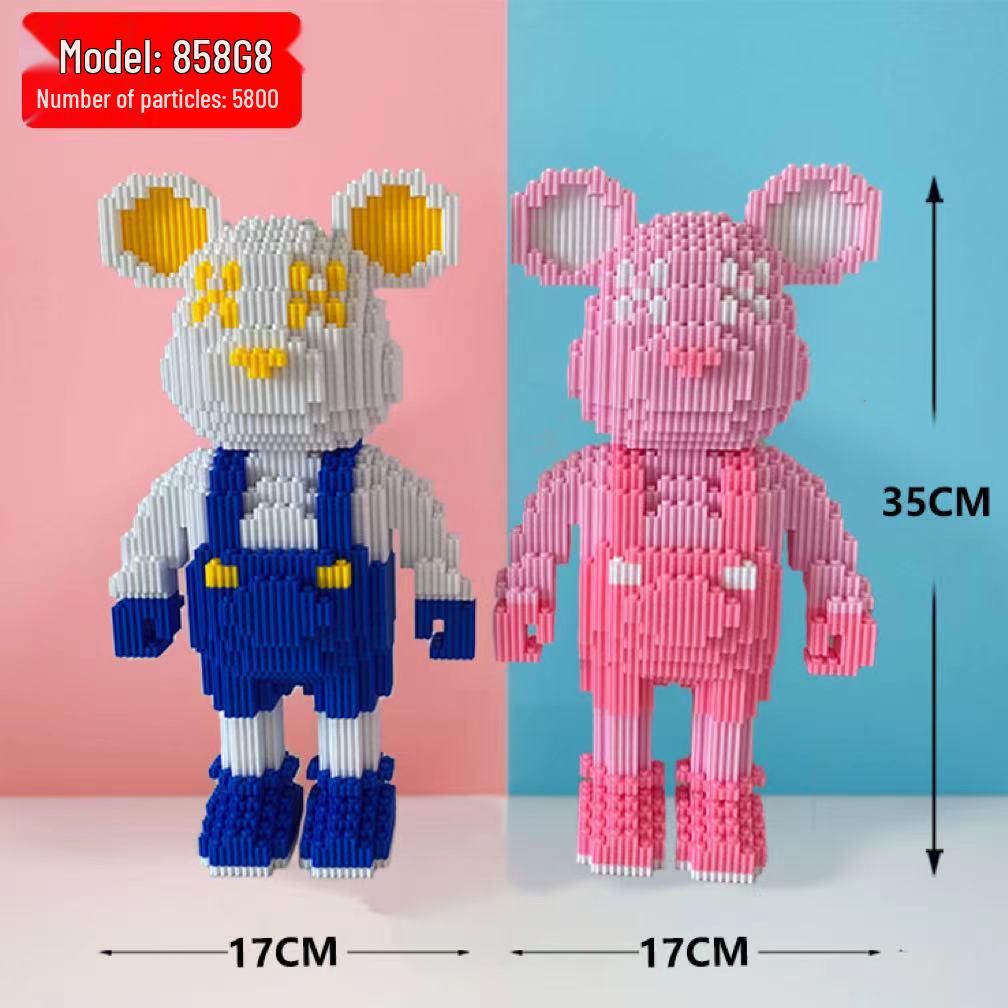 Girls' Compatible Lego: Violent Bear Building Block Series - Educational Micro-Block Interlocking Toys & Gifts