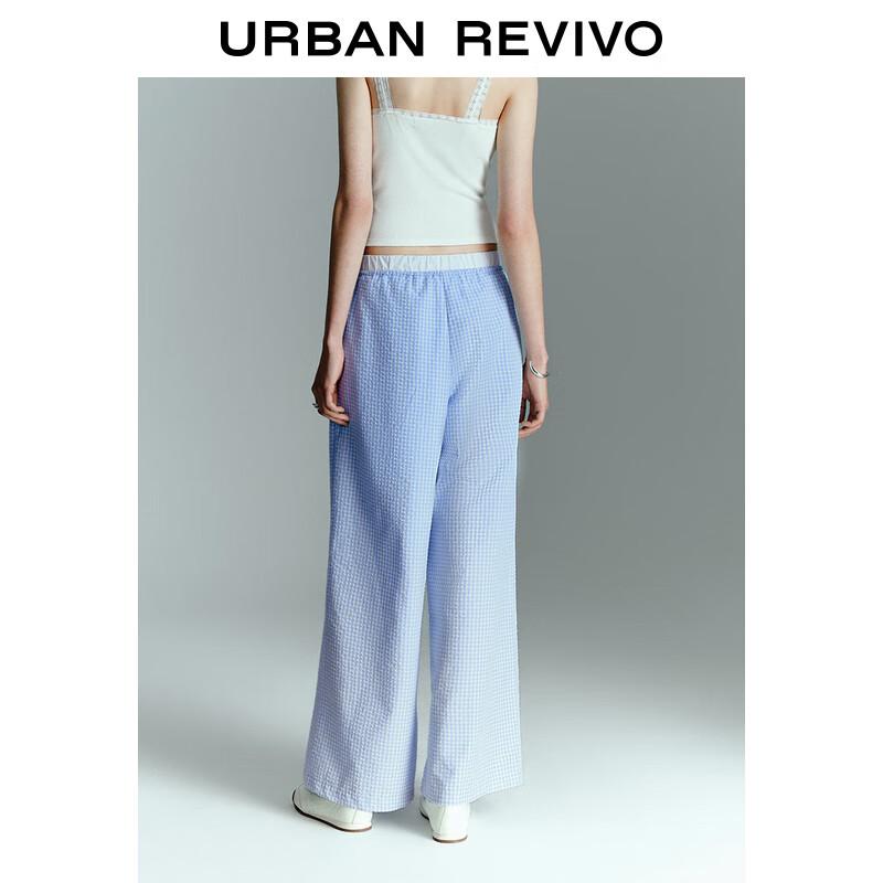 Women's Plaid Color-Block Wide-Leg Pants