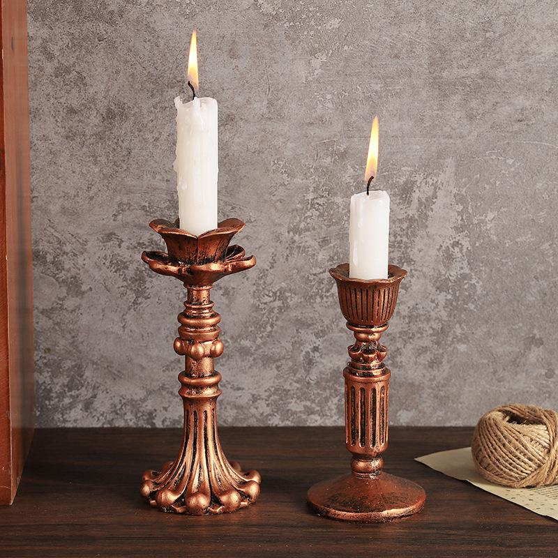 Carved Resin Candlestick Holder for Home Decoration - Candlelight Dinner Atmosphere Prop Ideal for Restaurant Bar Bedroom