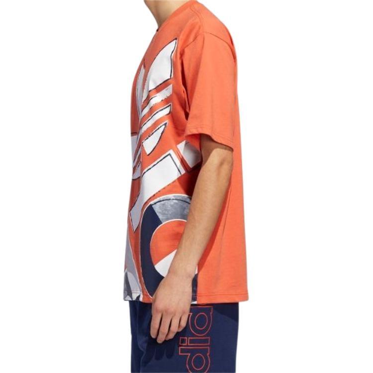 adidas Originals Large Logo Graffiti Sports Short Sleeve Orange Men's DV3286