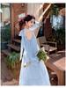 2026 Women's Sweet French-Style Off-the-Shoulder Beach Dress - Seaside Summer Elegance