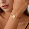 Stainless Steel Four Leaf Clover Charm Bracelet Women Black Red Rope Hand Bracelets Lucky Fashion Jewelry Gift