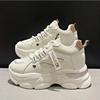 Sneakersy Damskie Casual Białe Buty 6CM Moda Zwiększające Wysokość Gruba Podeszwa Wiosenne Platformy Skórzane Damskie Chunky Sneakers