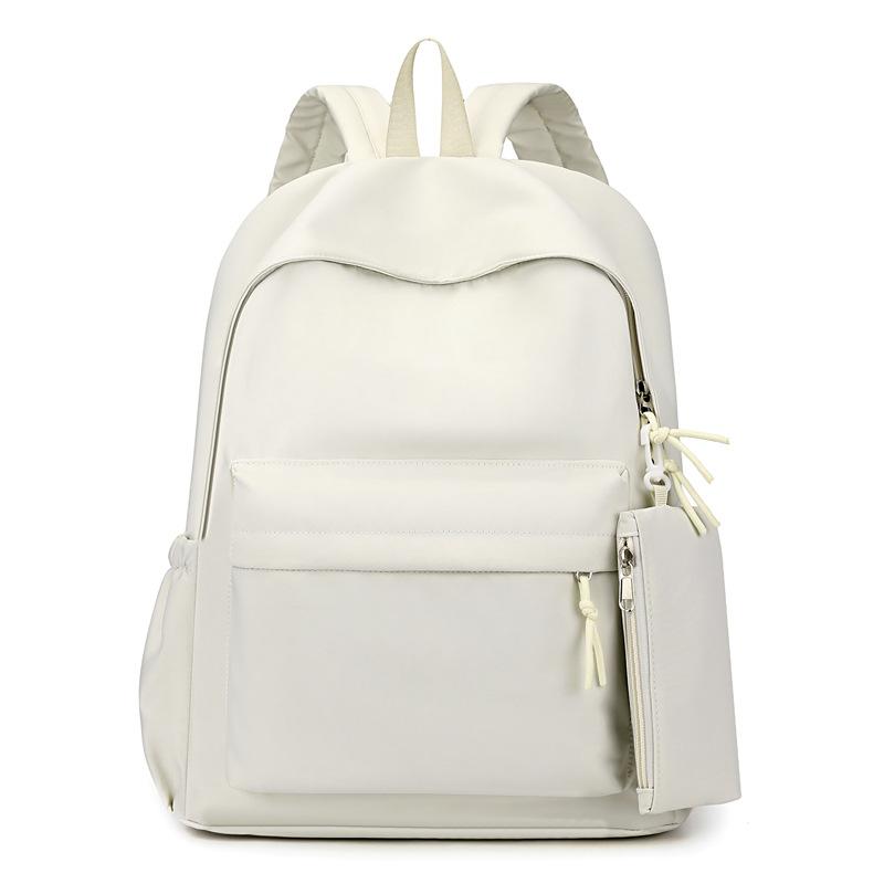 

New college style large-capacity middle school student schoolbag ins style solid color backpack + pencil case two-piece set